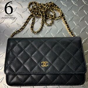 Chanel Quilted Classic Caviar Wallet On Chain in Black GHW